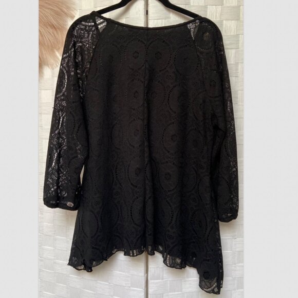 New Directions Black Lace Lined Top Size L - Picture 3 of 5